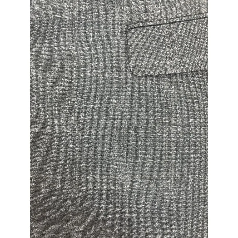Jos A Bank Blazer Mens 44L Gray Windowpane 100% Wool 2-Button‎ Single Breasted